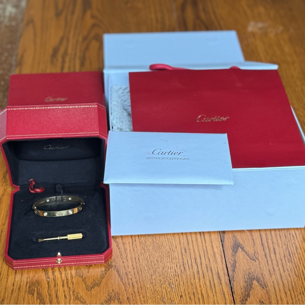 Cartier Love Bracelet 4 Diamonds Yellow Gold